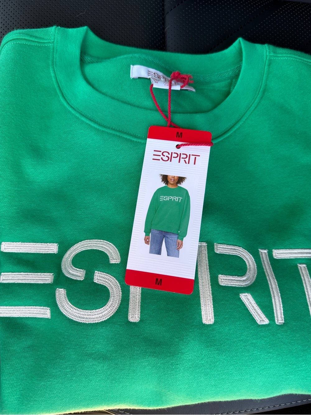Esprit Green Crewneck Sweatshirt with White Embroidered Logo
